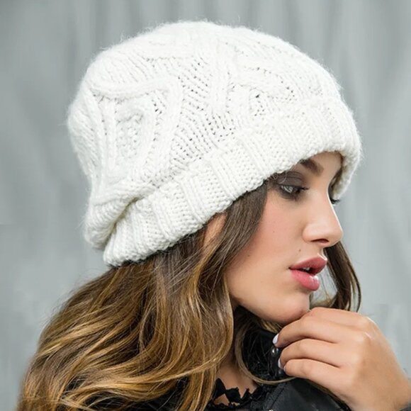 Rose Pink Handmade Knitted Beanie Hat - Picture 2 of 2